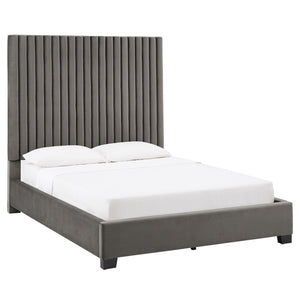 Homelegance By Top-Line Javier Tufted Solid Wood and Upholstered Platform Bed Grey Velvet