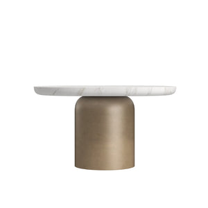 A.R.T. Furniture Verge Elegant Oval Cocktail Table: Sculptural Marble Top & Warm Metallic Base for Modern Living Rooms 337302-1043