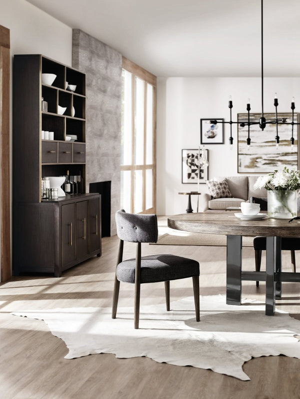 Hooker Furniture Curata Mid-Century Upholstered Chair With Edward Graphite Tufting, Solid Wood Frame, Mountain Modern Finish 1600-75510-MWD