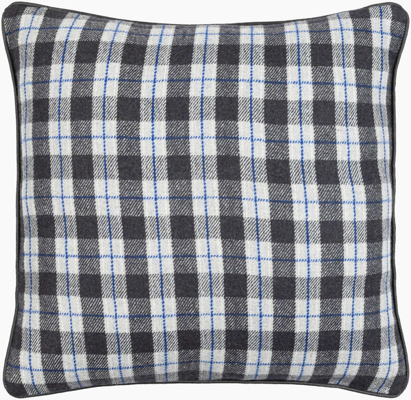 Surya Brent 18” Square Accent Pillow - Luxurious Wool Blend, Easy Care & Stylish Home Decor Statement Piece Black Wool,Polyester,Nylon,Wool,Polyester,Nylon Ent001-2020p