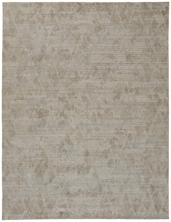 Feizy Rugs Elias Hand Woven Abstract Geometric Rug In Viscose And Wool - Elevate Your Home Décor Today! Gray,Taupe Viscose,Wool Els6718fgrybrng00