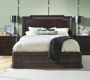 A.R.T. Furniture Revival King Storage Bed - Traditional Napa Mahogany With Elegant Headboard & Two Convenient Drawers Brown Rubberwood Solids,Quarter Mahogany Veneer,Resin,Metal 328136-1730
