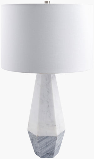 Surya Enliven 26" Marble Accent Table Lamp With White Linen Shade - Elegant Lighting For Any Room Body, White Marble,Marble,Linen,Polyester,Iron Env-001