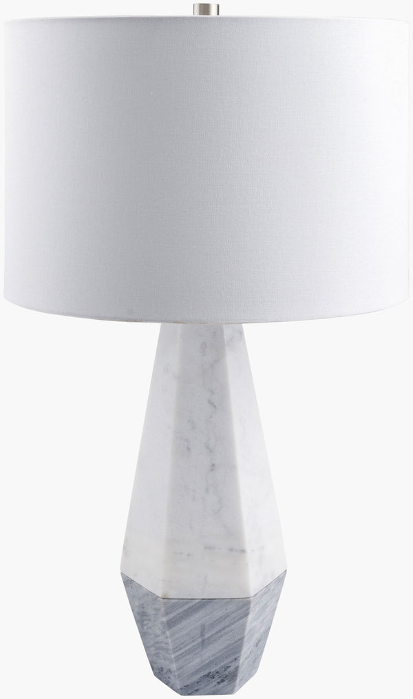 Surya Enliven 26" Marble Accent Table Lamp With White Linen Shade - Elegant Lighting For Any Room Body, White Marble,Marble,Linen,Polyester,Iron Env-001