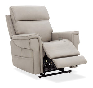 Hooker Furniture Lyra Semi-Aniline Top Grain Leather Power Lift Recliner With Wireless Charging, Cupholder, Lumbar Grey RC622-PHLL4-091