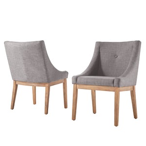 Homelegance By Top-Line Marsean Button Tufted Slope Arm Linen Dining Chairs (Set of 2) Natural Rubberwood