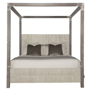 Bernhardt Bernhardt Palma King Canopy Bed With Woven Abaca Panels, Rustic White Oak & Tarnished Nickel Accents K1263