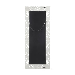 English Elm Christopher Knight Home® - RECTANGLE Hand-Carved Floral Standing Mirror, Distressed White & Gold Frame, Tempered Glass, 72" Tall 67058.00