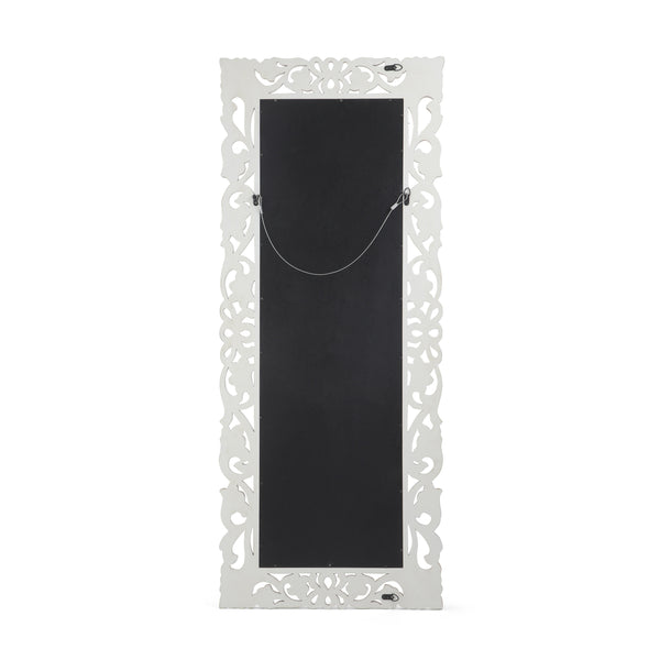 English Elm Christopher Knight Home® - RECTANGLE Hand-Carved Floral Standing Mirror, Distressed White & Gold Frame, Tempered Glass, 72" Tall 67058.00