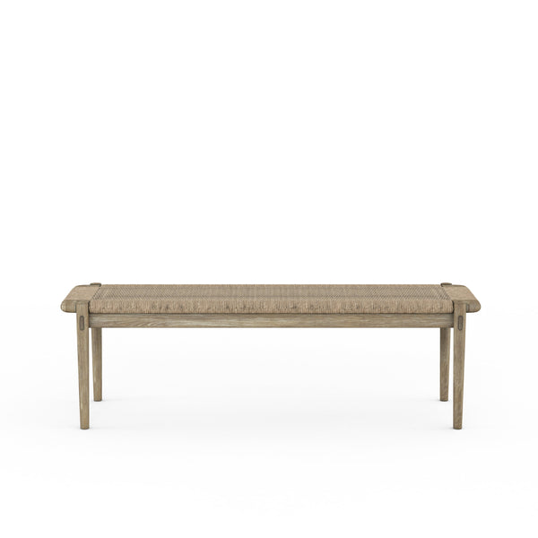 A.R.T. Furniture Frame Woven Bench - Chestnut Finish With Natural Abaca Cord Seat For A Stylish, Casual Home Accent Light Brown Ash & Poplar Solid,Plank,Effect Flakey & Quarter,Sawn Oak Veneer,Abaca Cord 278149-2335