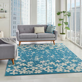 Nourison Tranquil TRA04 Machine Made Power-loomed No Border Indoor Only Contemporary  Rug Turquoise, Turquoise Blue 100% Polypropylene 99446484949