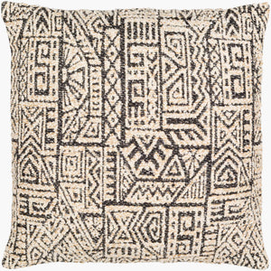 Surya Kenya Bohemian 18" Accent Pillow - Handwoven Cotton With Global Patterns For Vibrant Home Decor Black Cotton,Cotton Eny001-2222d