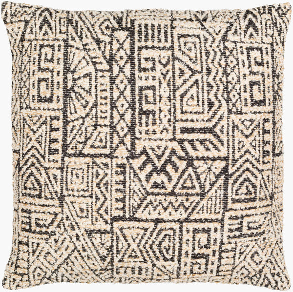 Surya Kenya Bohemian 18" Accent Pillow - Handwoven Cotton With Global Patterns For Vibrant Home Decor Black Cotton,Cotton Eny001-2222d