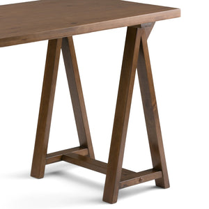 English Elm Sawhorse Writing Desk - Handcrafted Solid Wood In Medium Saddle Brown - Perfect For Home Office Use B136P158234-GIGA