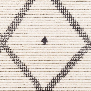 Livabliss Enzo Moroccan Geometric Runner Rug High Pile Polyester Fringe Hallway Entryway Accent Black, Cream 5'3" x 7' ENZ2301-537