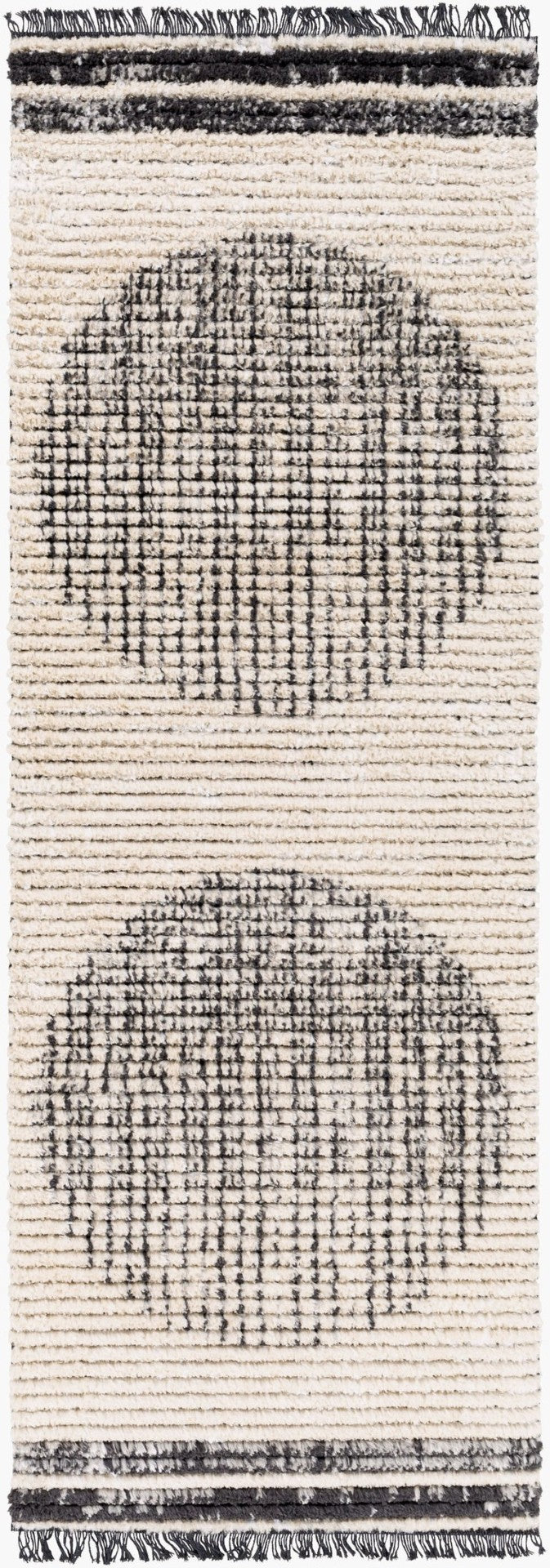 Livabliss Enzo Geometric High Pile Polyester Runner Rug for Hallways Entryways and Bedside Areas Black, Cream 2'7" x 7'3" ENZ2304-2773