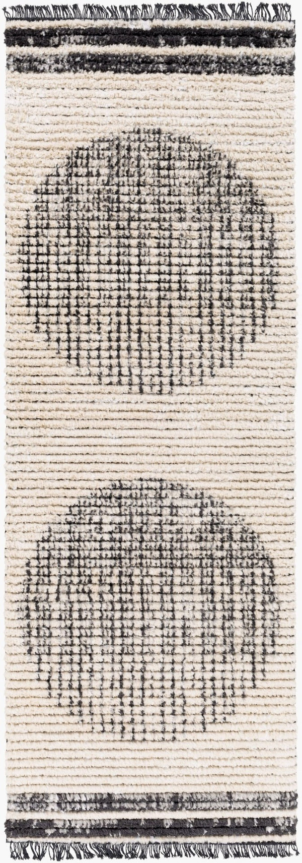 Livabliss Enzo Geometric High Pile Polyester Runner Rug for Hallways Entryways and Bedside Areas Black, Cream 2'7" x 7'3" ENZ2304-2773