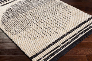 Livabliss Enzo Geometric High Pile Polyester Runner Rug for Hallways Entryways and Bedside Areas Black, Cream 5'3" x 7' ENZ2304-537