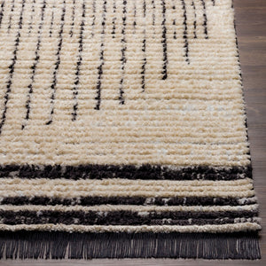 Livabliss Enzo Geometric High Pile Polyester Runner Rug for Hallways Entryways and Bedside Areas Black, Cream 5'3" x 7' ENZ2304-537