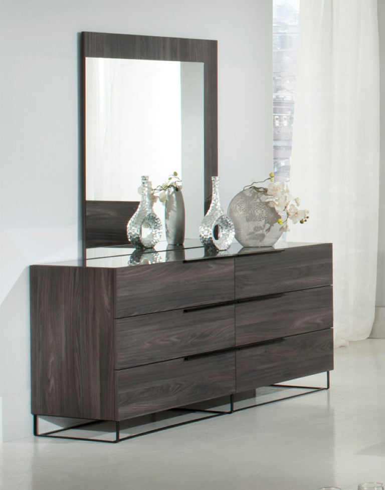 VIG Furniture Enzo Matte Grey Oak Mirror — Italian Craftsmanship, Wide Framed 39"X41" Statement Mirror For Modern Spaces VGACENZO-MIR