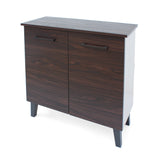 Christopher Knight Home® - Noble House - Wilnona Modern 3-Shelf Walnut Finished Faux Wood Cabinet with Sonoma Oak Interior