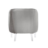 Homelegance By Top-Line Namine Velvet Barrel Back Acrylic Leg Accent Chair Silver Velvet