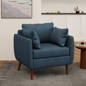 English Elm Christopher Knight Home® - CLUB Club Chair Upholstered Fabric Accent Chair with Walnut Birch Legs, Modern Sophisticated Seating Appeal Navy Blue 30.25 L x 25.75 W x 21 H 71573.00NBLU