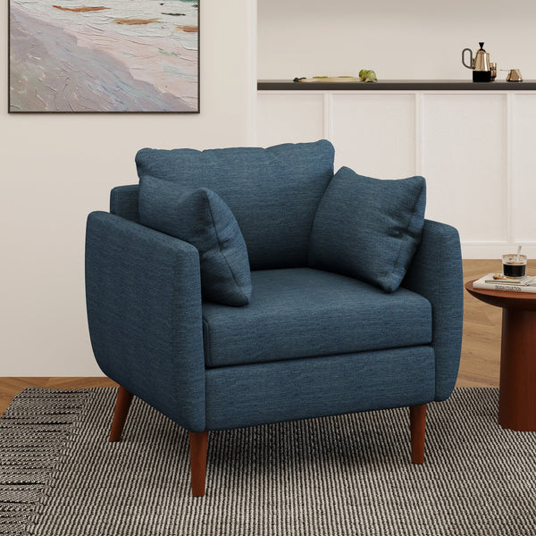 English Elm Christopher Knight Home® - CLUB Club Chair Upholstered Fabric Accent Chair with Walnut Birch Legs, Modern Sophisticated Seating Appeal Navy Blue 30.25 L x 25.75 W x 21 H 71573.00NBLU