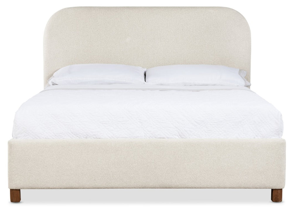 Hooker Furniture Commerce Bridget Queen Upholstered Bed With Padded Headboard, Dark Wood Feet, Modern Casual Comfort And Style 90.00 L x 82.25W x 58.00H 7228-90866-001-05