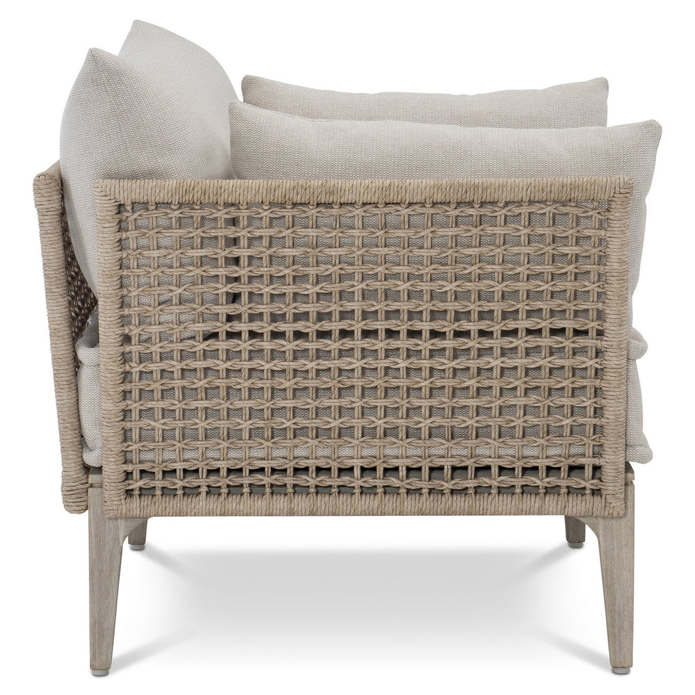 Bernhardt Bernhardt Catalonia Outdoor Chair With Sun‑Washed Teak, Twisted Abaca Wicker & Weather‑Ready Cushions - Made to Order O1502A