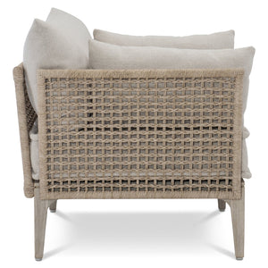 Bernhardt Bernhardt Catalonia Outdoor Chair With Sun‑Washed Teak, Twisted Abaca Wicker & Weather‑Ready Cushions - Made to Order O1502A