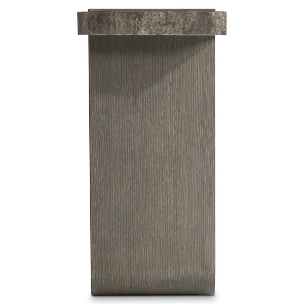 Bernhardt Bernhardt Azzura Console Table With Honed Silver Travertine Top & Weathered Greige Oak Sculptural Base 332910