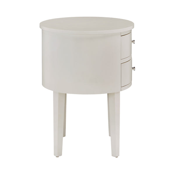 Homelegance By Top-Line Tallon 2-Drawer Oval Wood Accent Table White Wood