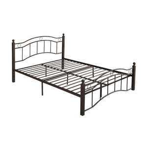 English Elm Queen Iron Platform Bed Camelback Headboard Geometric Finial Posts Victorian Loft Style Copper 63298.00HMCOP-Q