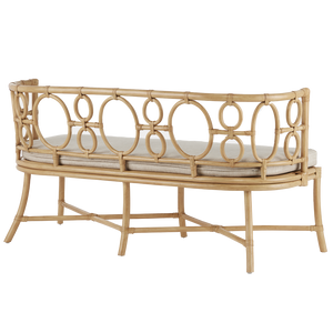 Tegal Natural Bench - Elegant Rattan Craftsmanship with Leather Ties for Stylish Indoor Spaces