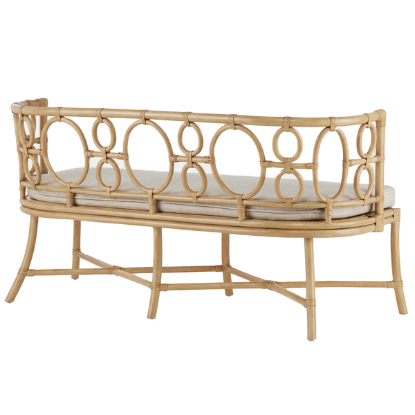 Tegal Natural Bench - Elegant Rattan Craftsmanship with Leather Ties for Stylish Indoor Spaces