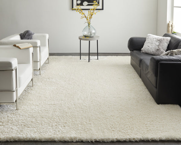 Feizy Rugs Darian Plush High Pile Polyester Shag Rug - Cozy, Modern Design For Effortless Home Elegance White Polyester Drn39k0fwht000p00