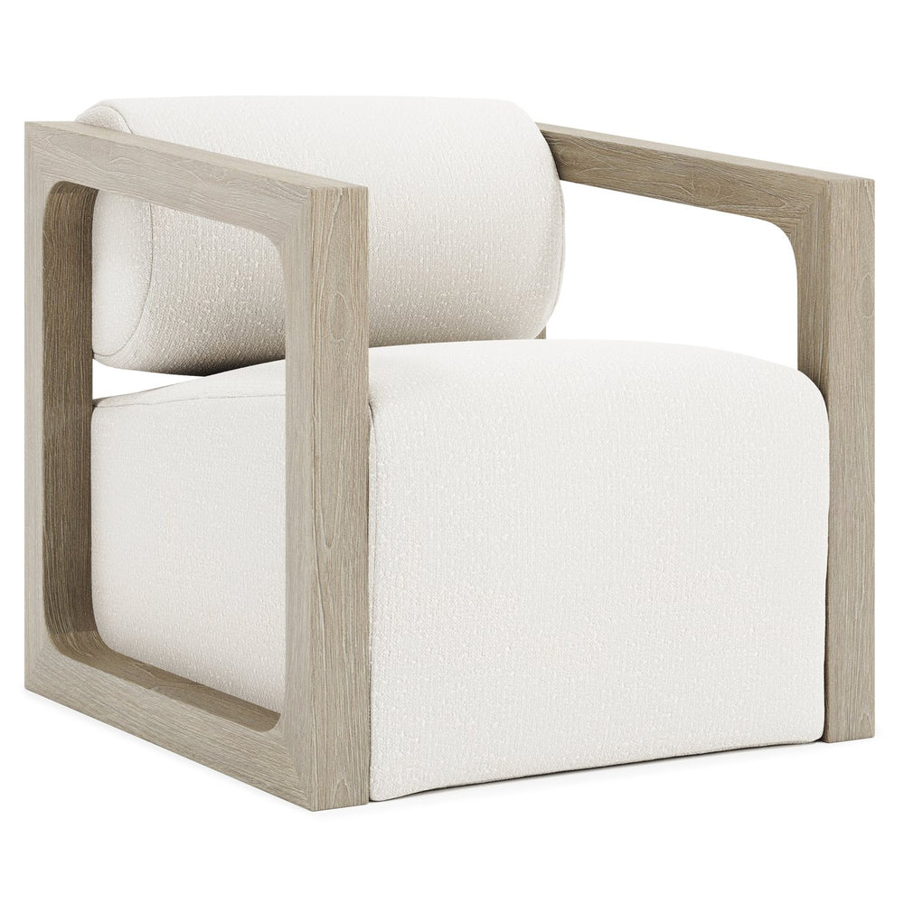 Bernhardt Bernhardt Leilani Outdoor Swivel Chair Sea Oat Finish — Teak Sculptural Arms, 360° Hidden Swivel, Uv-Rated Fabric - Made to Order O4317SA