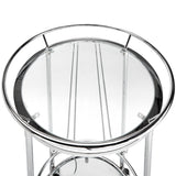Homelegance By Top-Line Carlos Chrome Finish Round Metal Glass Top Bar Cart Chrome Metal