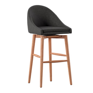 Homelegance By Top-Line Montague Mid-Century Wood Swivel Bar Height Stools (Set of 2) Dark Grey Rubberwood