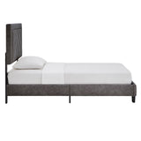 Homelegance By Top-Line Terrell Black Finish Frame with Velvet Fabric Platform Twin Bed Grey Velvet