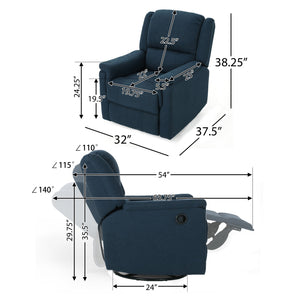 English Elm Christopher Knight Home® - GLIDER Plush Fabric Swivel Recliner with Smooth Gliding Motion, Contemporary Upholstered Comfort Navy Blue 61368.00
