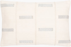 Surya Ekon 14"X22" Bohemian Lumbar Pillow - Artisan-made Cotton & Lurex, Global Flair For Any Room Cream Cotton,Lurex,Cotton Eon001-1422