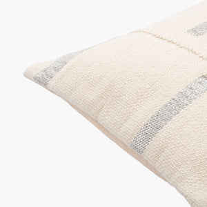 Surya Ekon 14"X22" Bohemian Lumbar Pillow - Artisan-made Cotton & Lurex, Global Flair For Any Room Cream Cotton,Lurex,Cotton Eon001-1422
