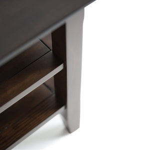 English Elm Acadian Solid Wood Narrow Side Table - Elegant Brunette Finish With Open Shelves For Small Spaces B136P159400