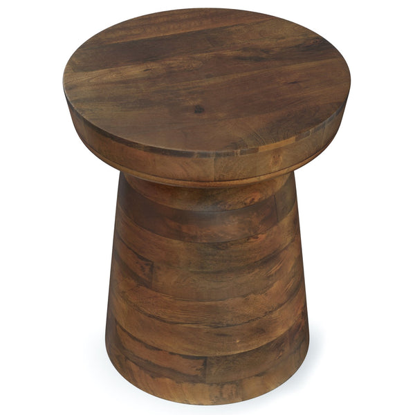 English Elm Robbie Sculptural Accent Table in Walnut Brown Solid Mango Hardwood, Hand-Finished, Rustic Contemporary Appeal Dark Brown B136P158442