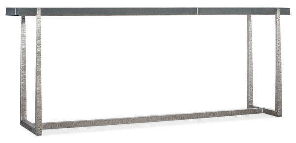 Hooker Furniture Chapman Hand-Hammered Pewter Console Table With Gray Faux Shagreen Top — Industrial Chic Entryway Decor 6033-80151-94