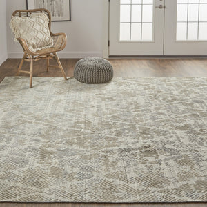 Feizy Rugs Elias Hand Woven Abstract Geometric Rug In Viscose And Wool - Elevate Your Home Décor Today! Gray,Taupe Viscose,Wool Els6718fgrybrng00
