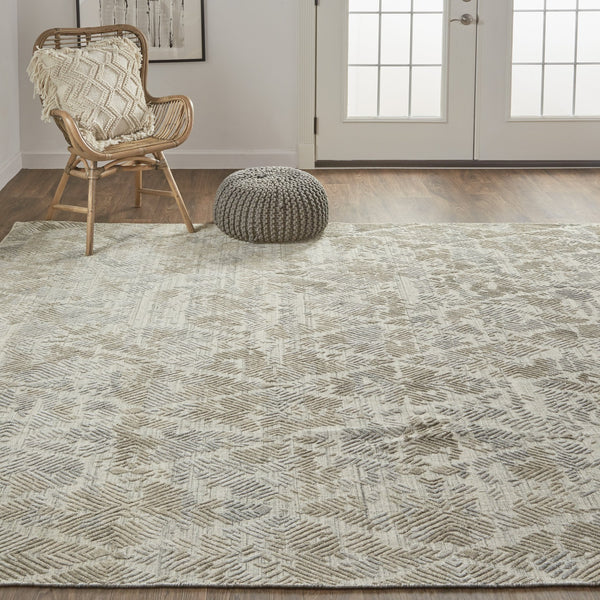 Feizy Rugs Elias Hand Woven Abstract Geometric Rug In Viscose And Wool - Elevate Your Home Décor Today! Gray,Taupe Viscose,Wool Els6718fgrybrng00