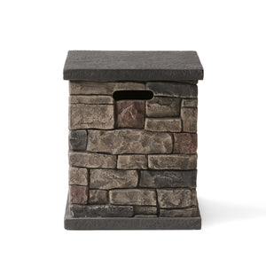 English Elm Mgo Faux Stone Propane Tank Holder Doubles as Outdoor Patio Side Table 63693.00